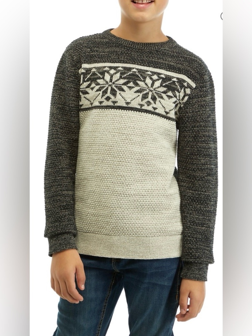 Chaps Boys Snowflake Color Blocked Sweater